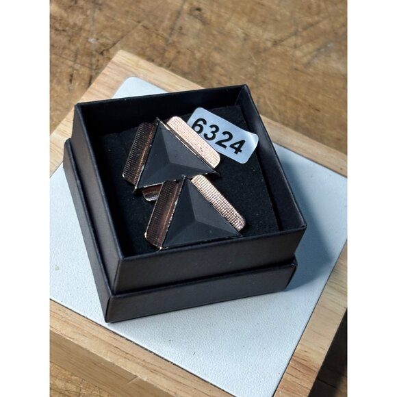 Vintage Copper & Black Geometric Cufflinks - Picture 2 of 10